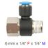 Pu Hose Fitting Tee 6mm X 1/4'f X 1/4'm
